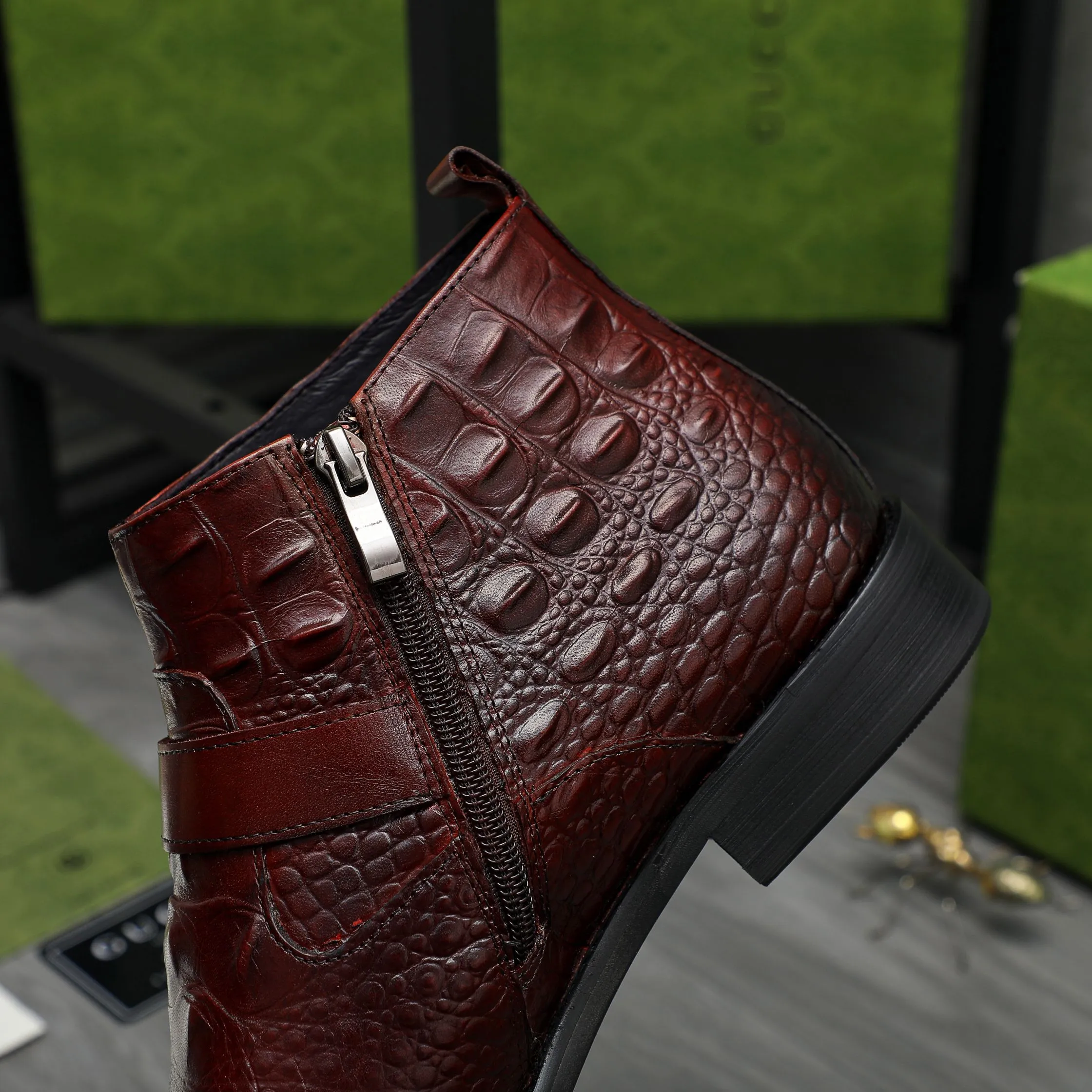 Men's shoes 💰p620 Product trademark: GUCCI "Gucci" high-top business leather shoes Regular size: 37-46 (37.46 is custom-made and non-returnable) Product materials: Selected crocodile pattern cowhide upper, pigskin lining, rubber outsole